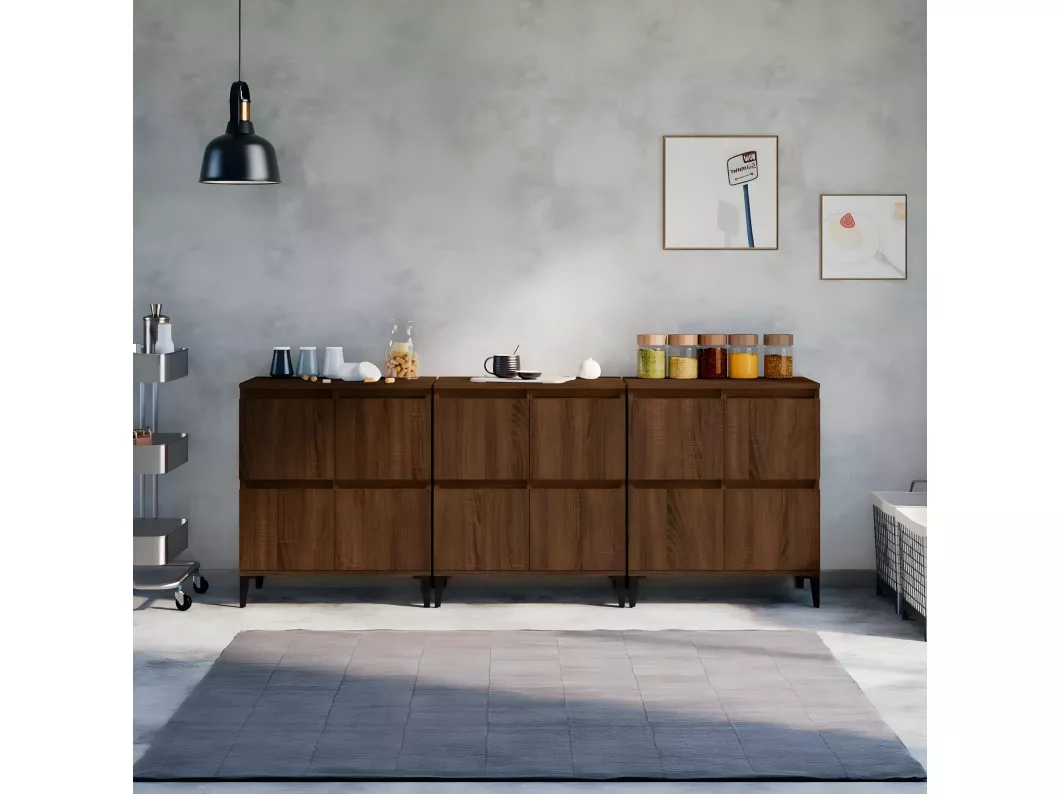 Kauf Unique Sideboards 3 Stk. Braun Eichen-Optik 60x35x70 cm Holzwerkstoff