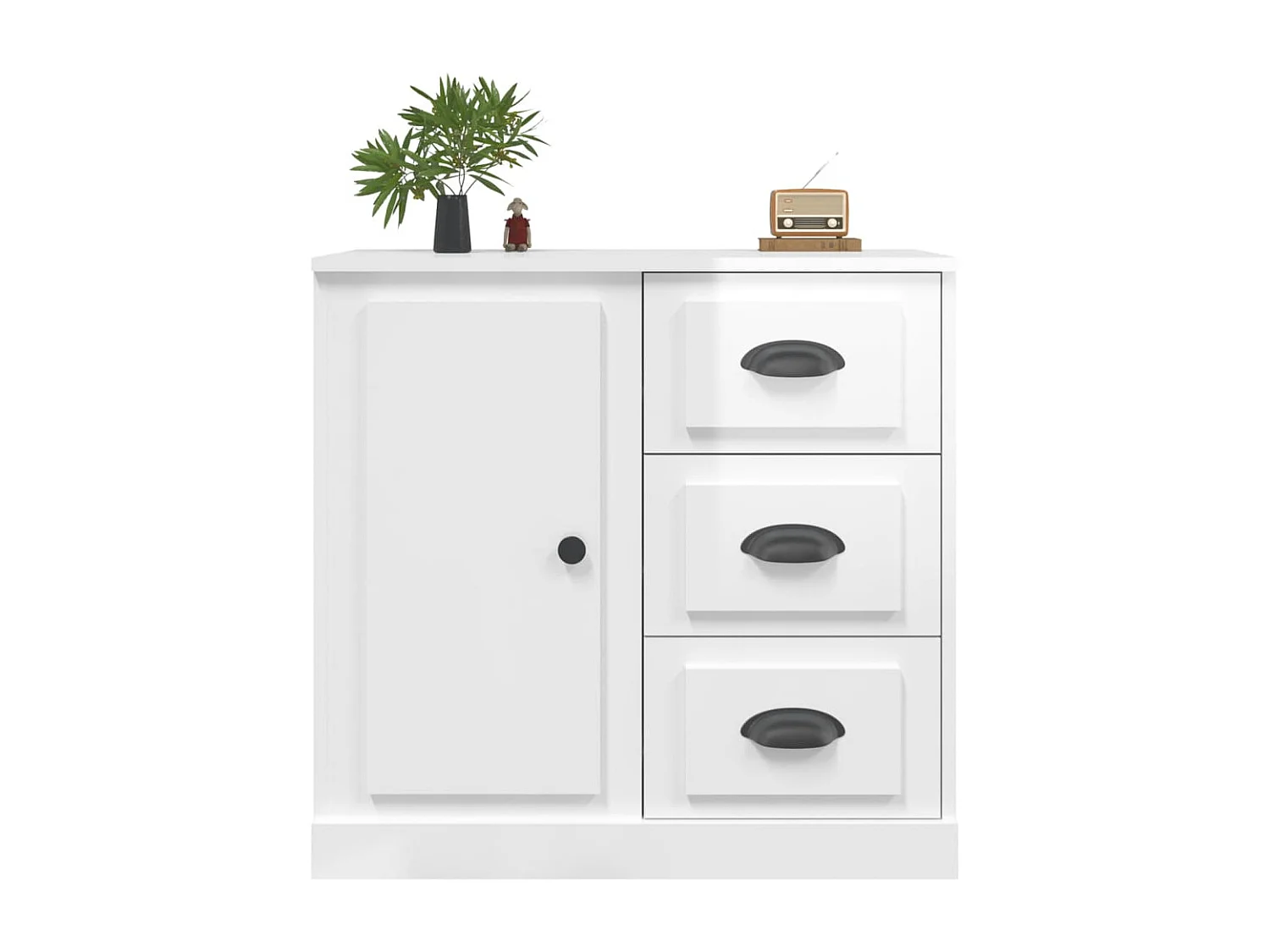 Buffet blanc brillant 70x35,5x67,5 cm bois d'ingénierie