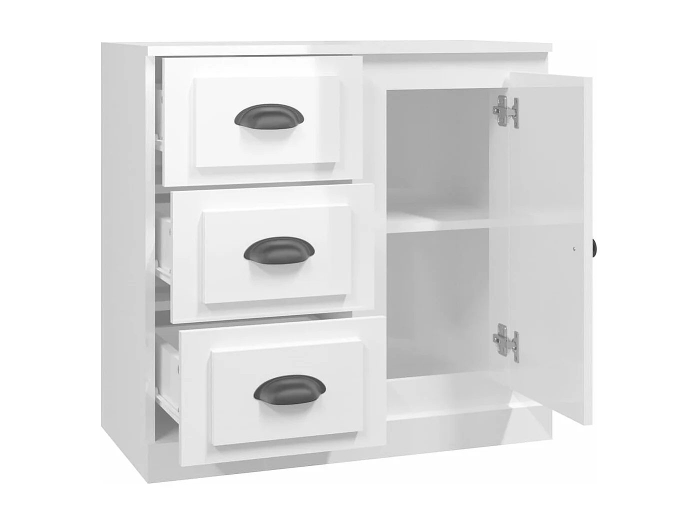 Buffet blanc brillant 70x35,5x67,5 cm bois d'ingénierie