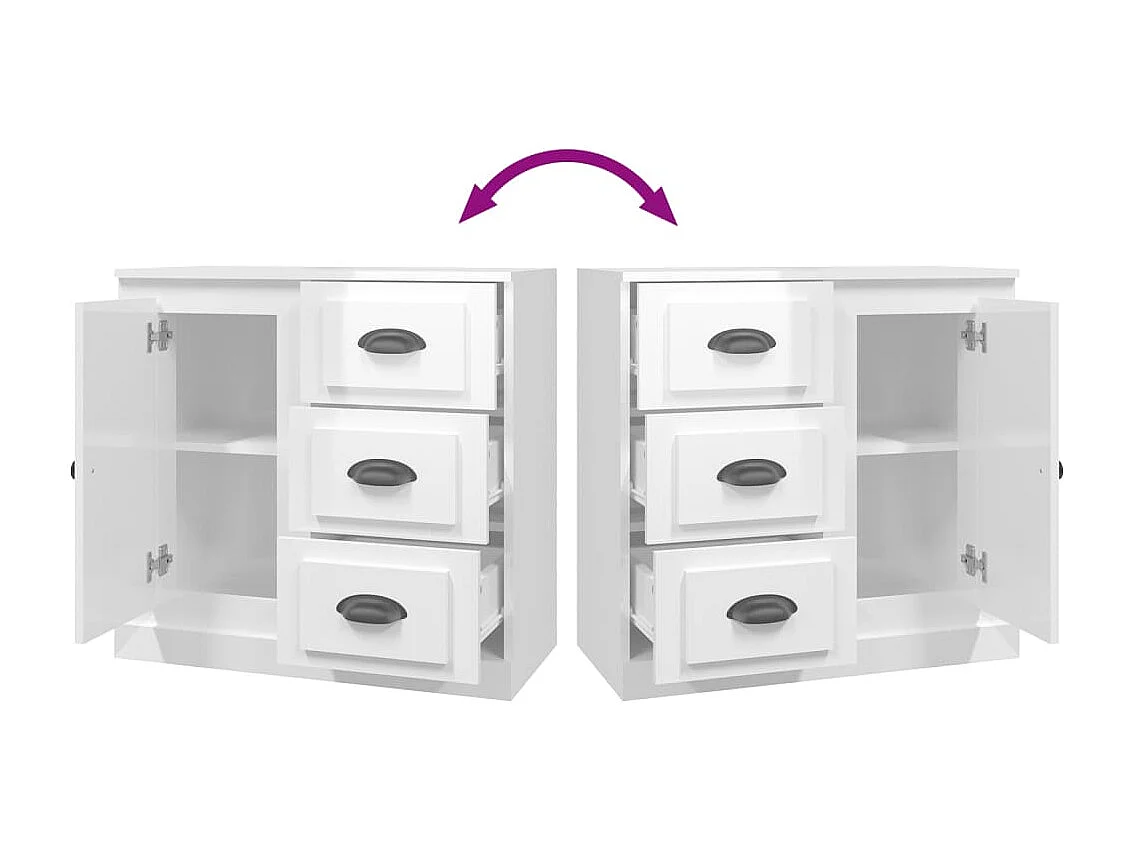 Buffet blanc brillant 70x35,5x67,5 cm bois d'ingénierie