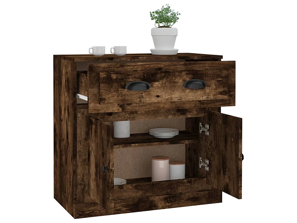 Buffet chêne fumé 70x35,5x67,5 cm bois d'ingénierie