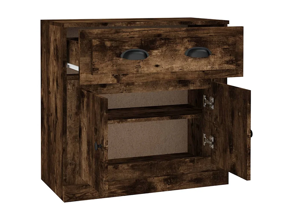 Buffet chêne fumé 70x35,5x67,5 cm bois d'ingénierie