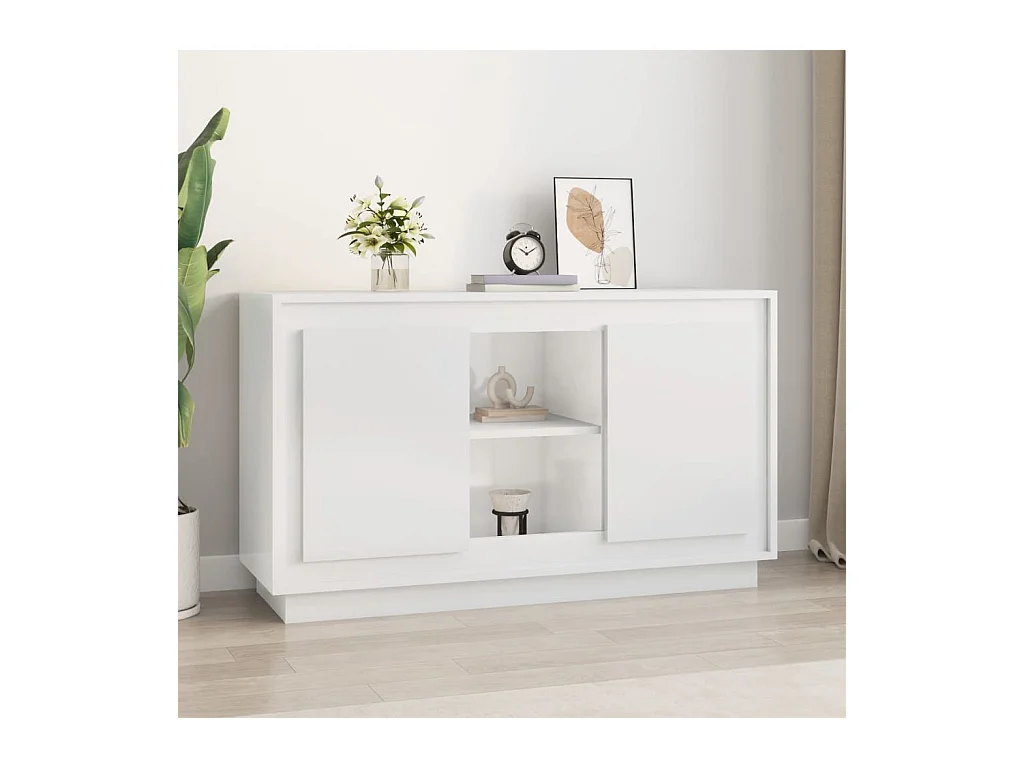 Dressoir 102x35x60 cm bewerkt hout hoogglans wit