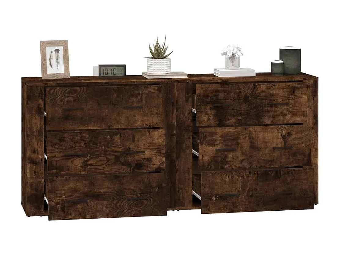 Sideboards 2 Stk. Räuchereiche Holzwerkstoff