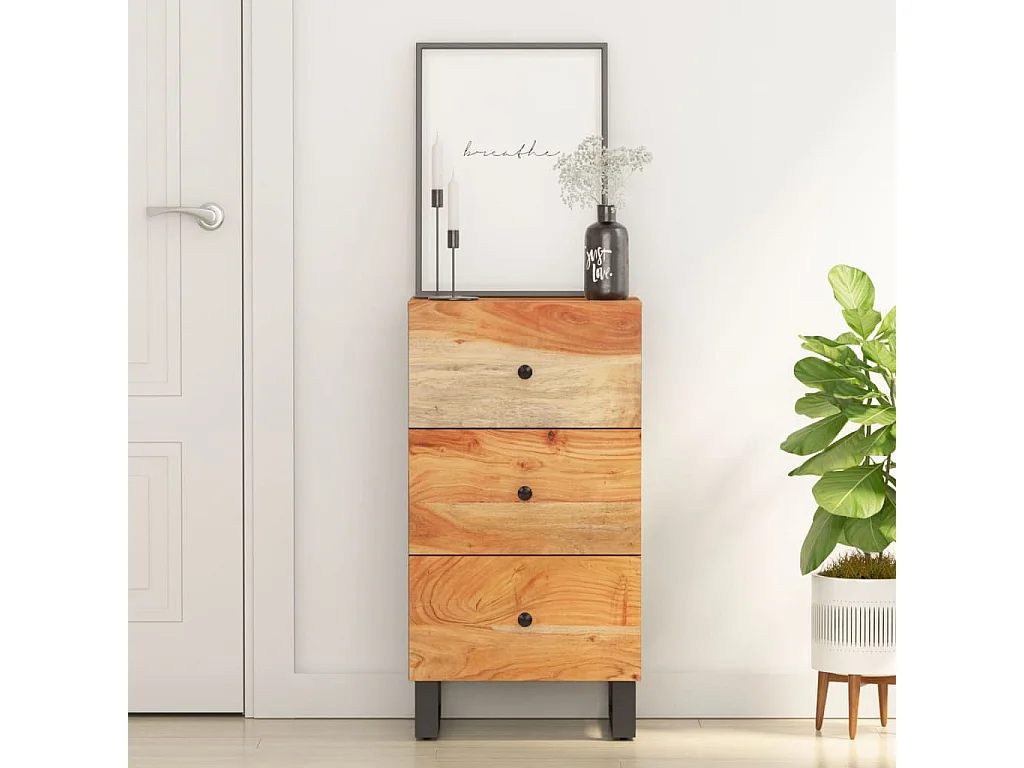 Buffet avec 3 tiroirs 40x33,5x75 cm bois massif d'acacia