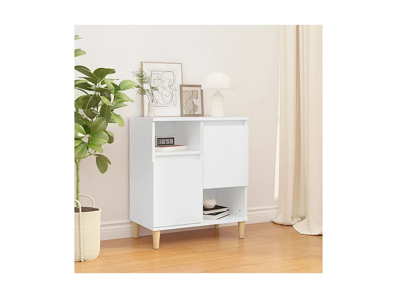 Aparador de madera contrachapada blanco 60x35x70 cm