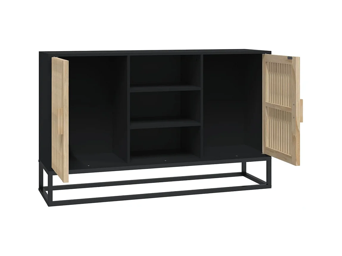 Aparador de madera contrachapada negro 105x30x65 cm