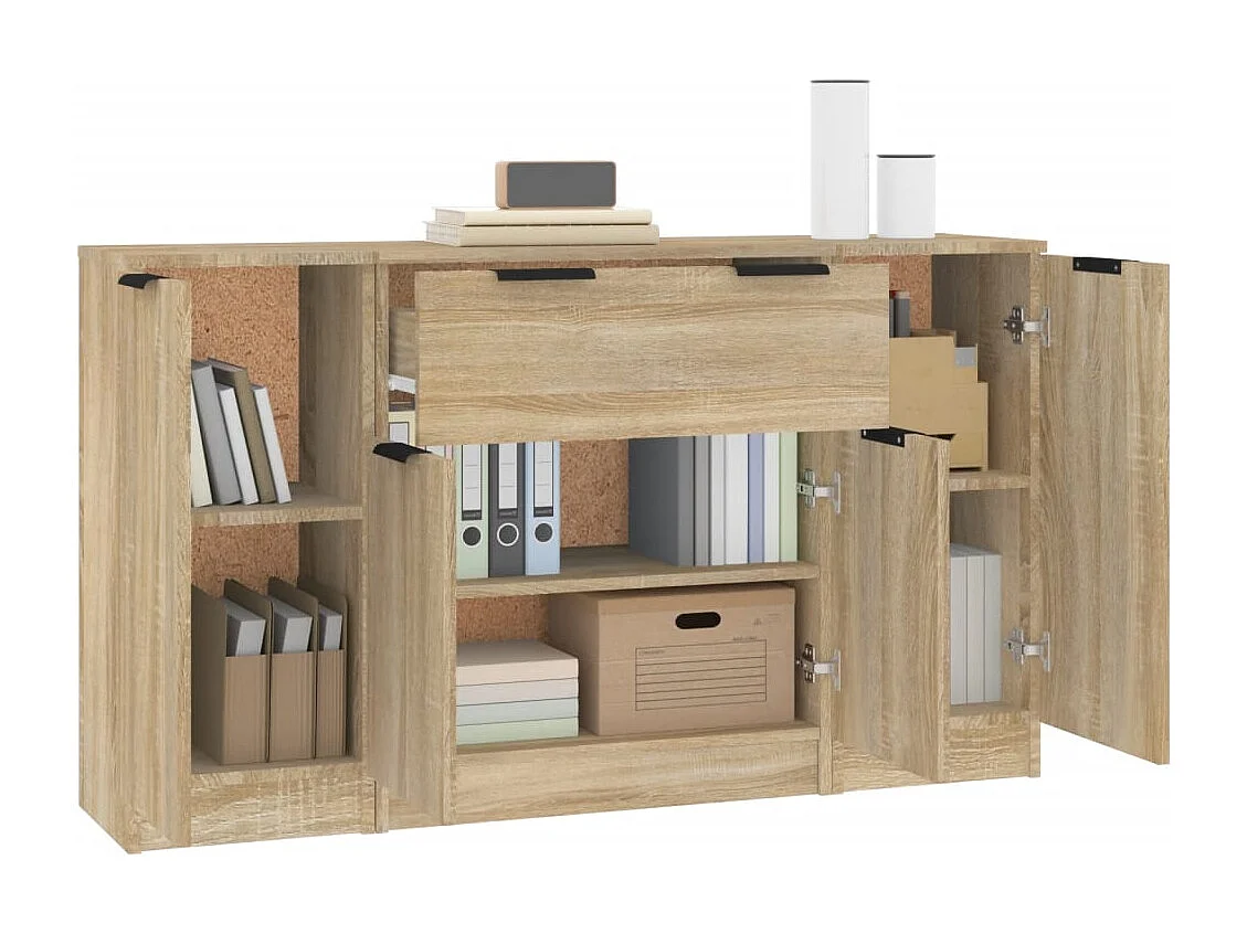 Buffets 3 pcs Chêne sonoma Bois d'ingénierie