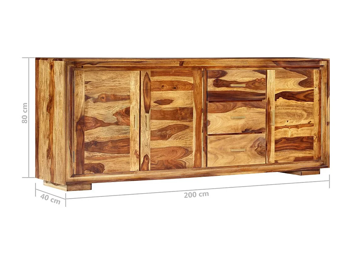Aparador 200x40x80 cm madeira de acácia maciça