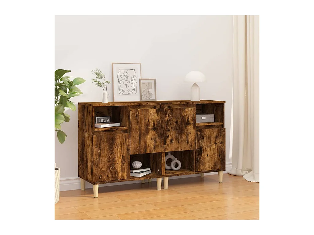 Buffets 2 pcs chêne fumé 60x35x70 cm bois d'ingénierie