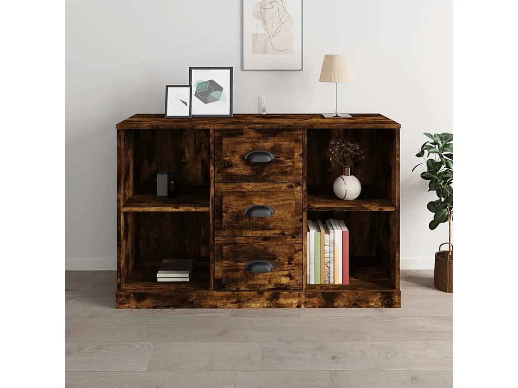 Buffet chêne fumé 104,5x35,5x67,5 cm bois d'ingénierie
