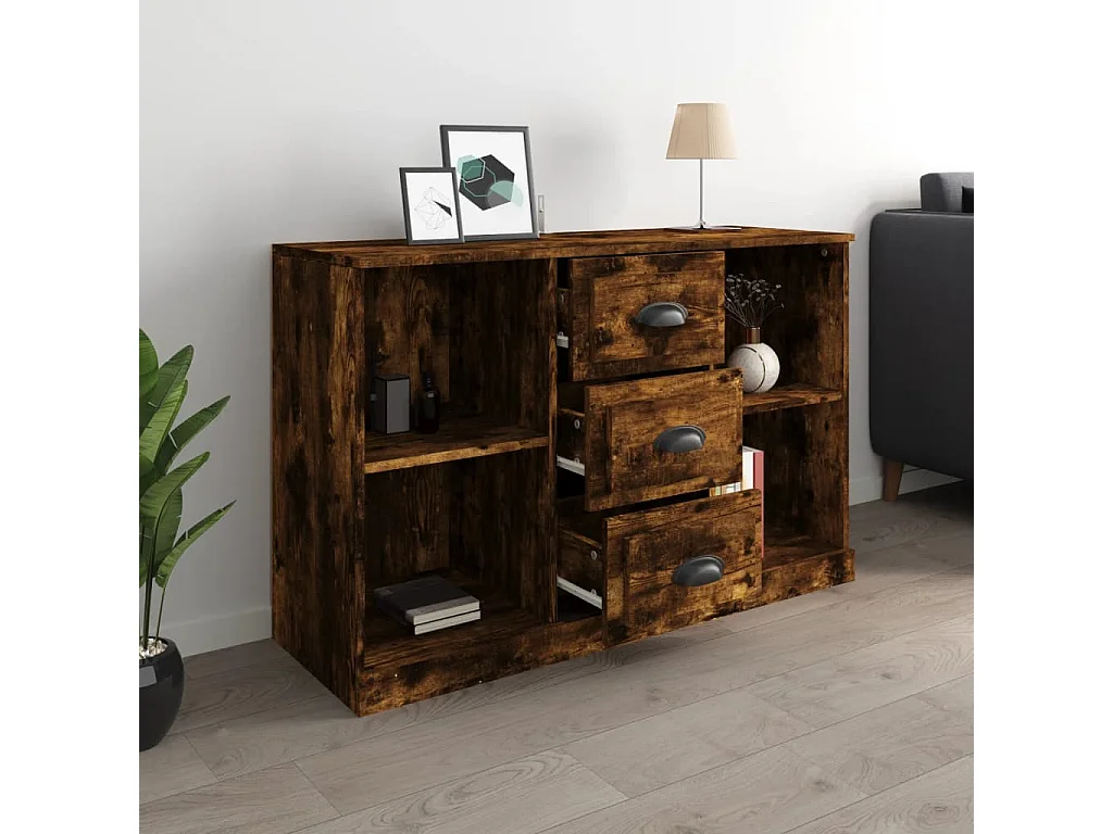 Buffet chêne fumé 104,5x35,5x67,5 cm bois d'ingénierie
