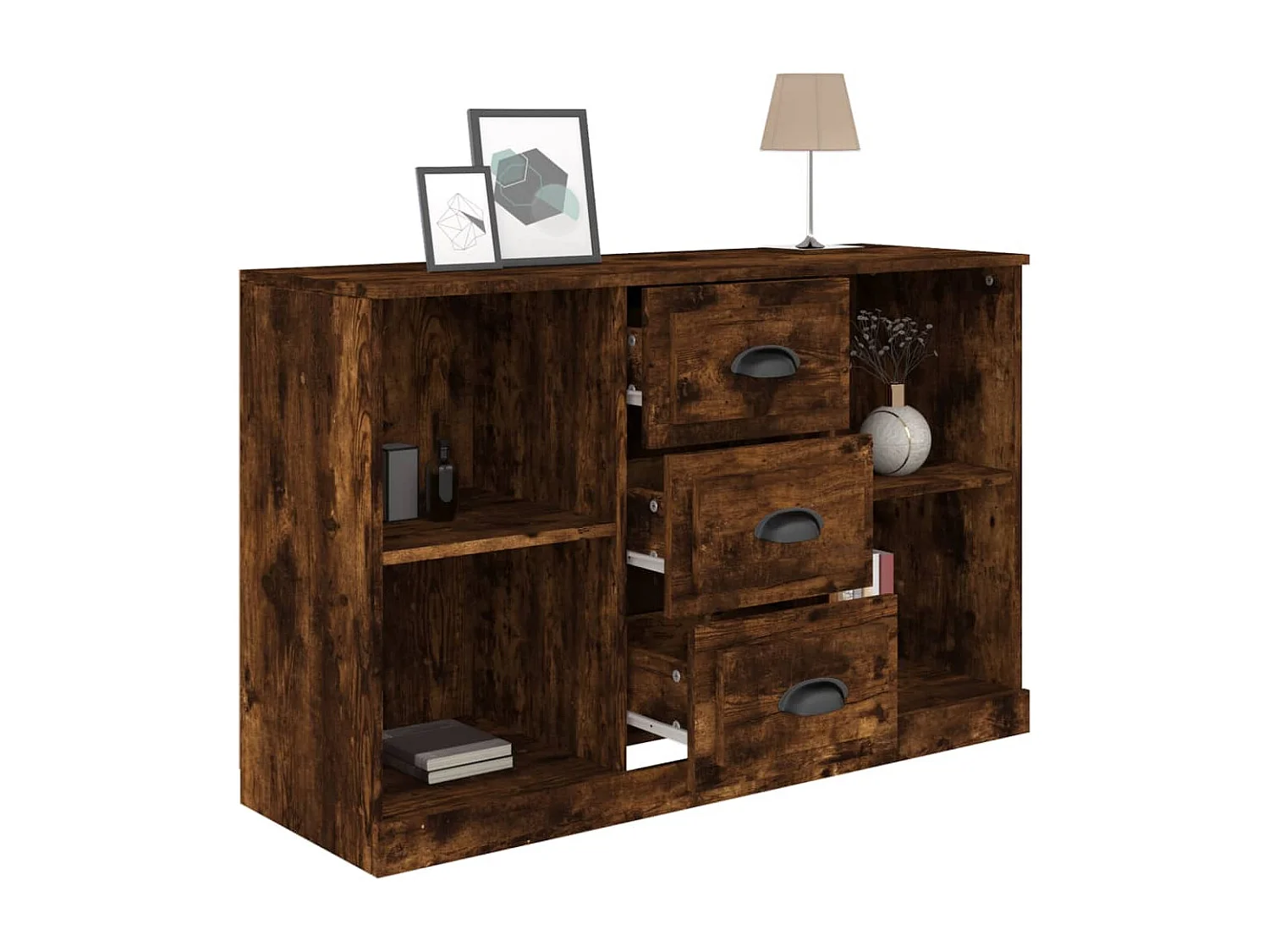 Buffet chêne fumé 104,5x35,5x67,5 cm bois d'ingénierie