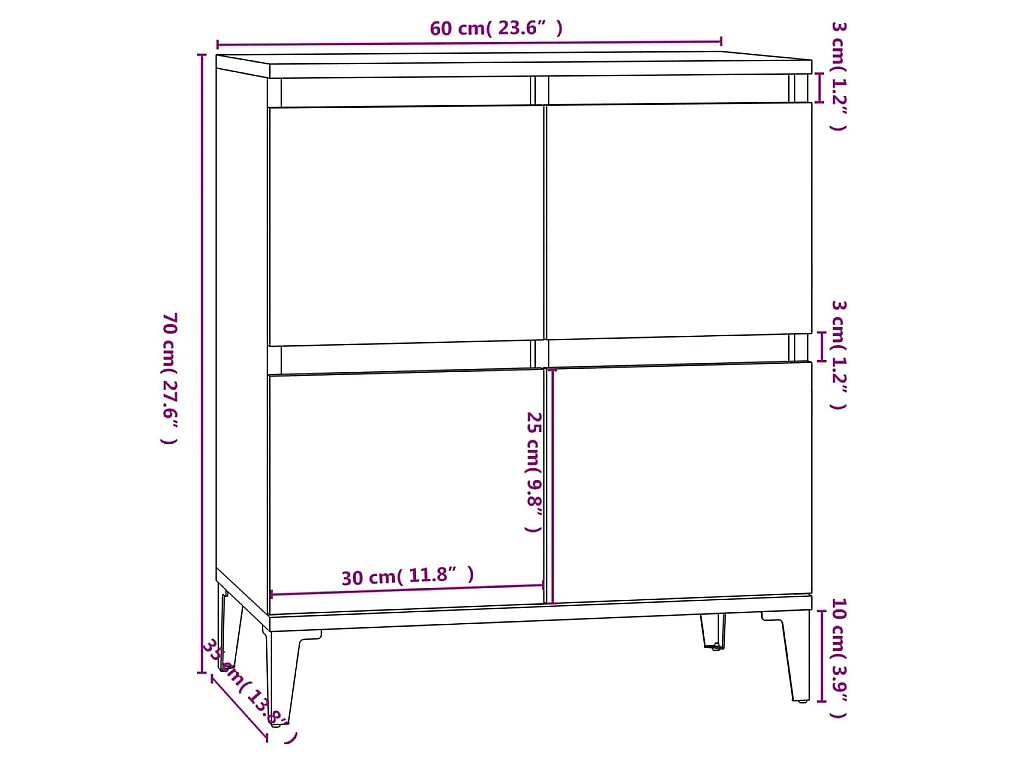 Sideboard Grau Sonoma 60x35x70 cm Holzwerkstoff