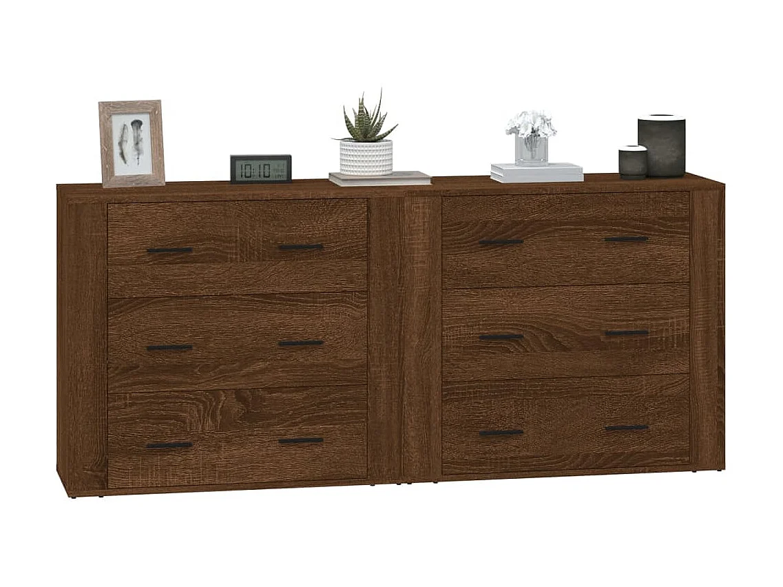 Dressoirs 2 st bewerkt hout bruin eikenkleur
