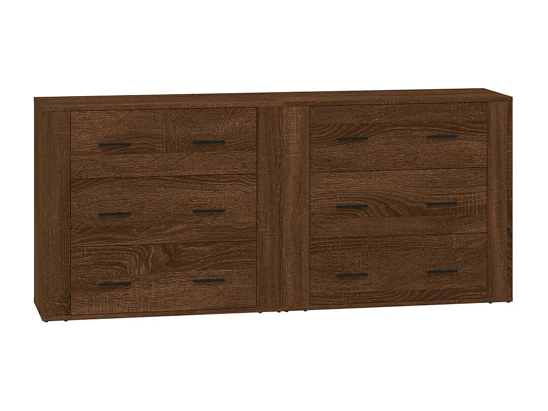 Dressoirs 2 st bewerkt hout bruin eikenkleur
