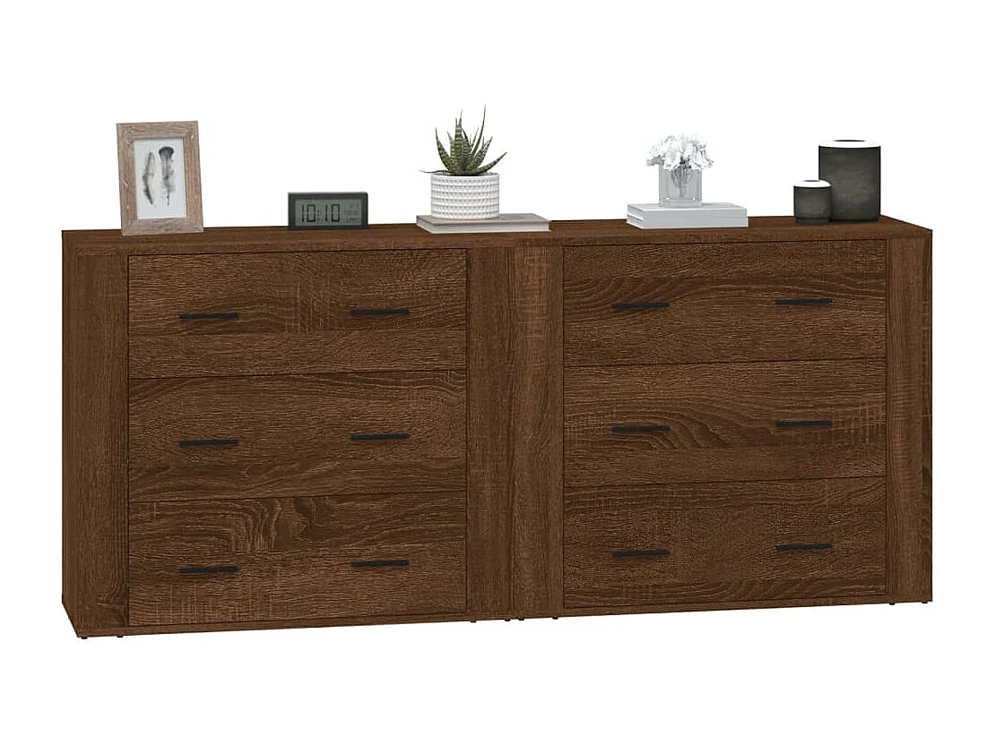 Dressoirs 2 st bewerkt hout bruin eikenkleur