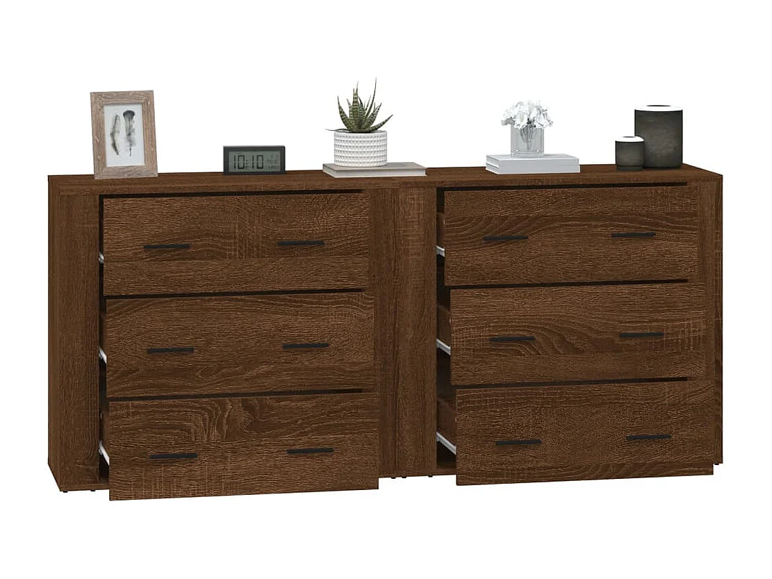 Dressoirs 2 st bewerkt hout bruin eikenkleur