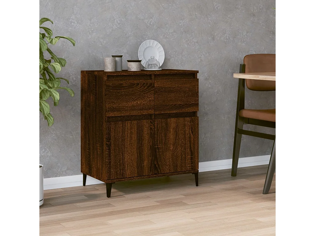 Credenza Rovere Marrone 60x35x70 cm in Legno Multistrato