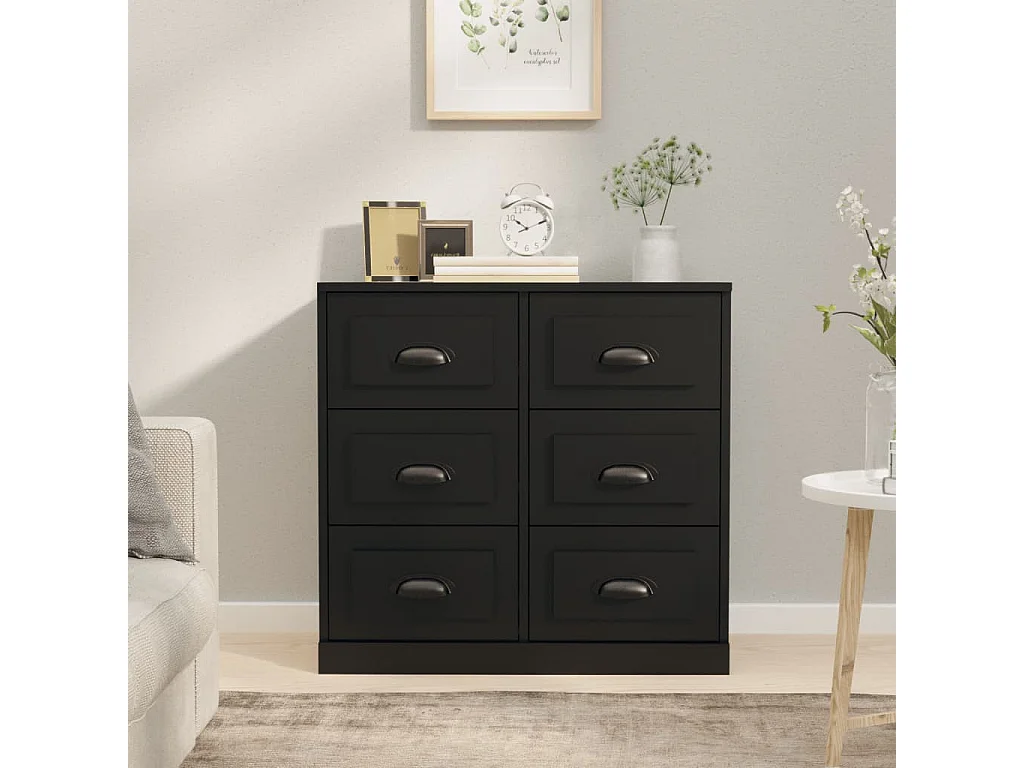 Buffet noir 70x35,5x67,5 cm bois d'ingénierie