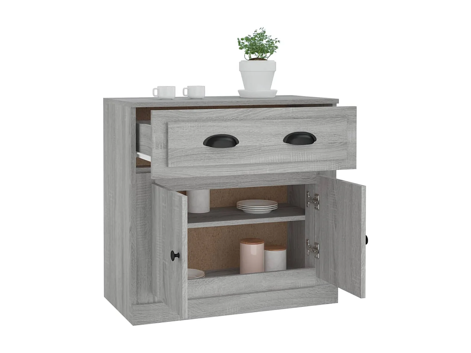 Dressoir 70x35,5x67,5 cm bewerkt hout grijs sonoma eikenkleurig