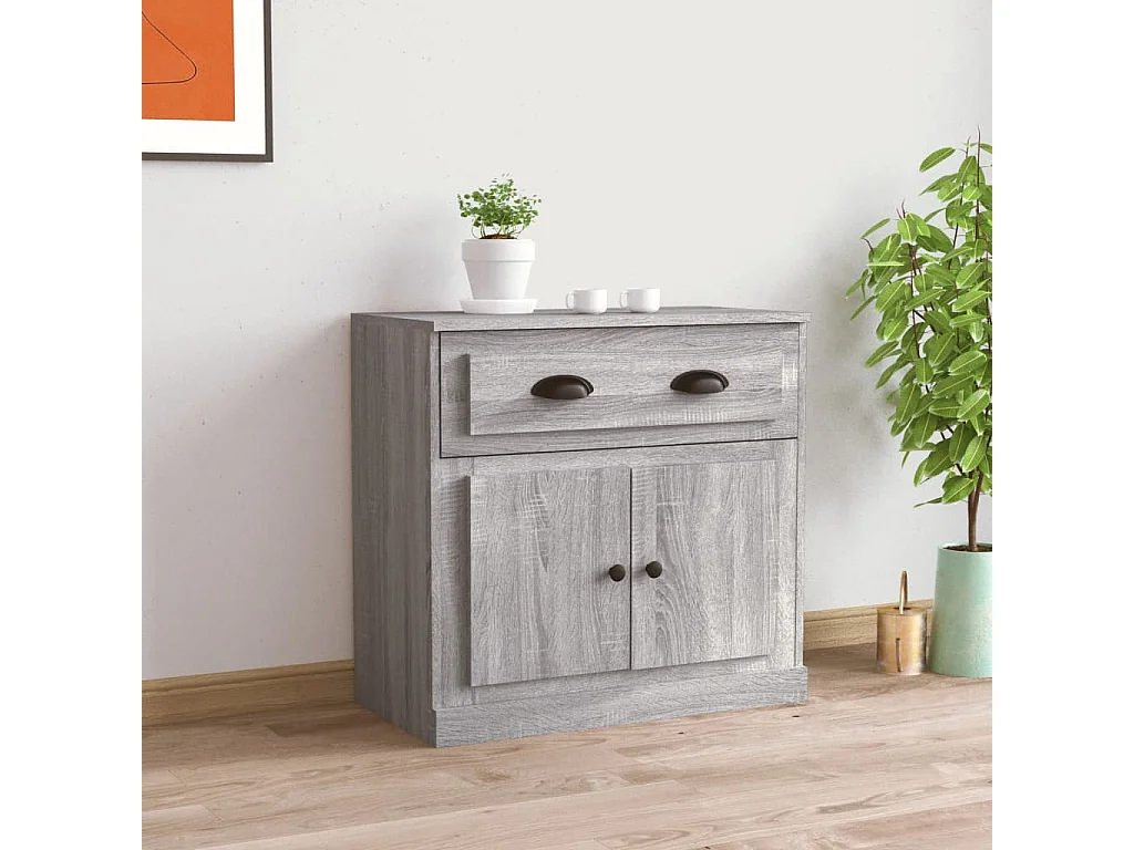 Dressoir 70x35,5x67,5 cm bewerkt hout grijs sonoma eikenkleurig