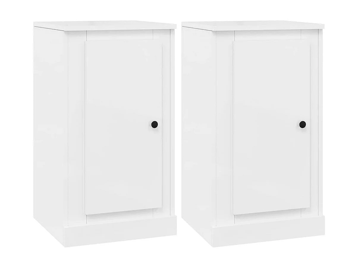 Dressoirs 2 st 37,5x35,5x67,5 cm bewerkt hout hoogglans wit