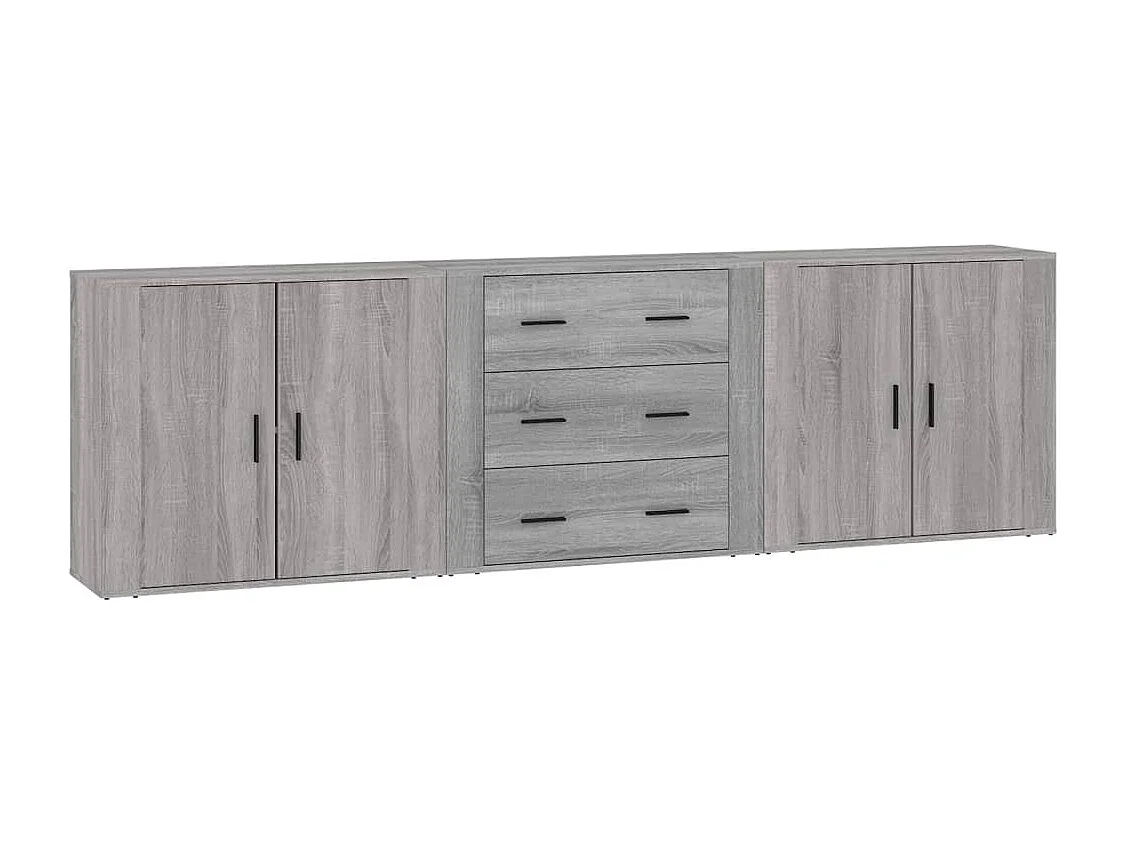 Sideboards 3 Stk. Grau Sonoma Holzwerkstoff