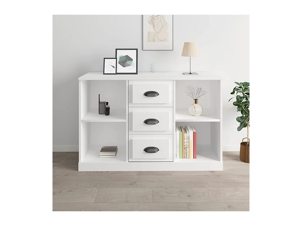 Buffet blanc brillant 104,5x35,5x67,5 cm bois d'ingénierie