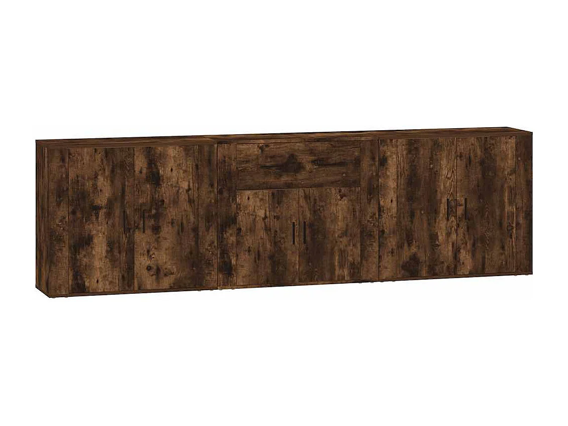 Dressoirs 3 st bewerkt hout gerookt eikenkleurig