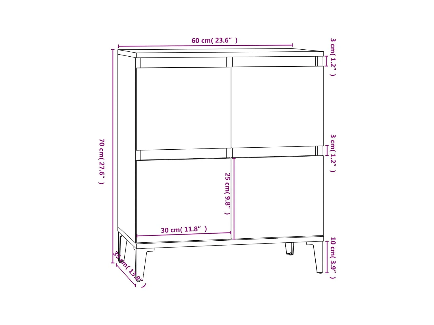 Buffet Chêne sonoma 60x35x70 cm Bois d'ingénierie