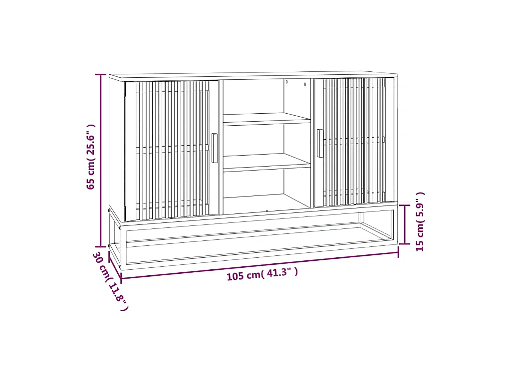 Dressoir 105x30x65 cm bewerkt hout wit