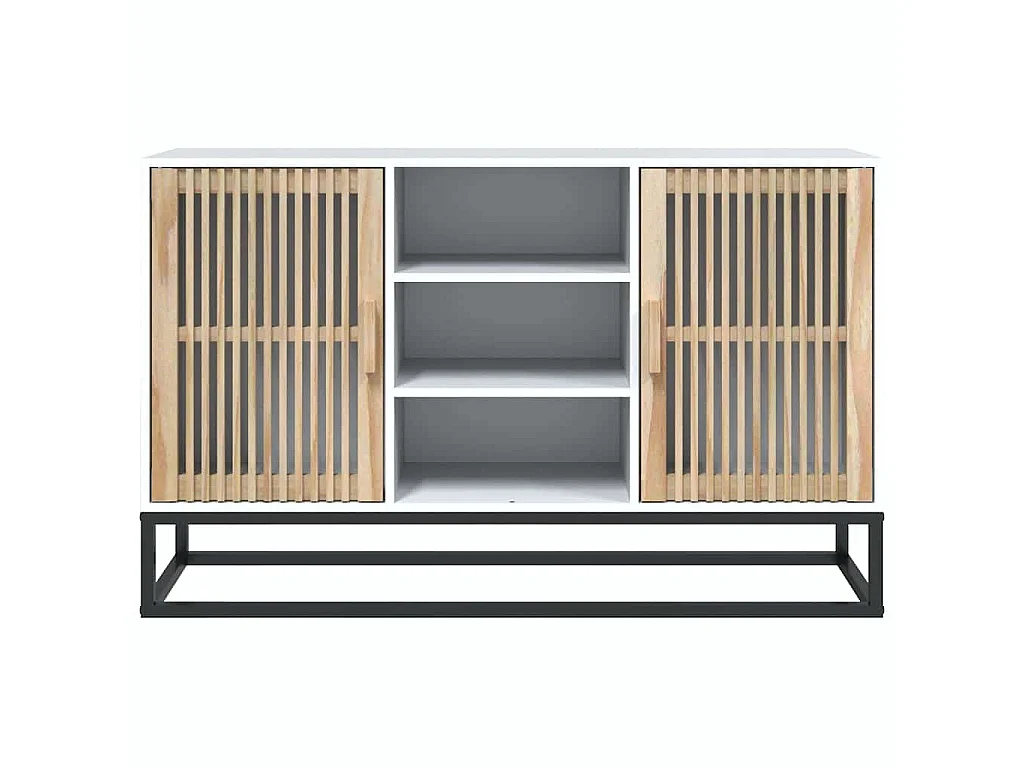 Aparador de madera contrachapada blanco 105x30x65 cm