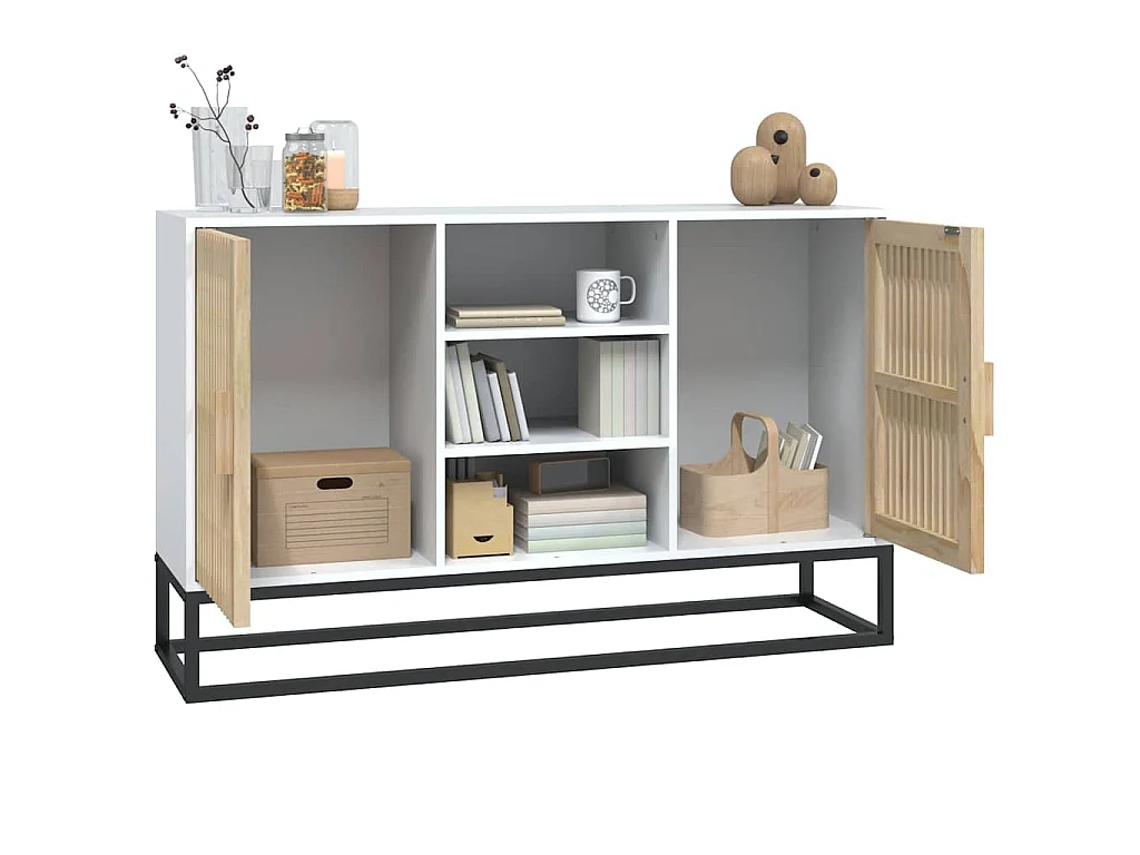 Aparador de madera contrachapada blanco 105x30x65 cm