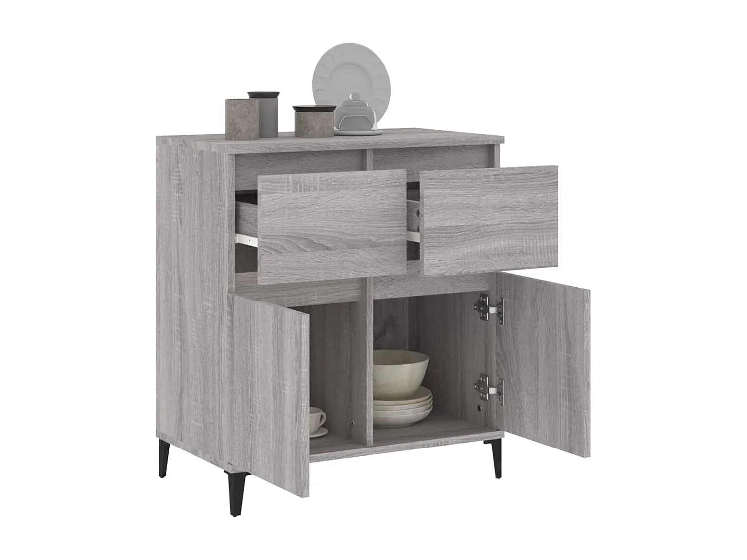 Aparador de madera contrachapada gris Sonoma 60x35x70 cm
