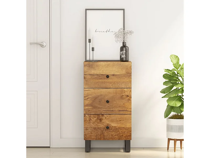Buffet avec 3 tiroirs 40x33,5x75 cm bois massif de manguier