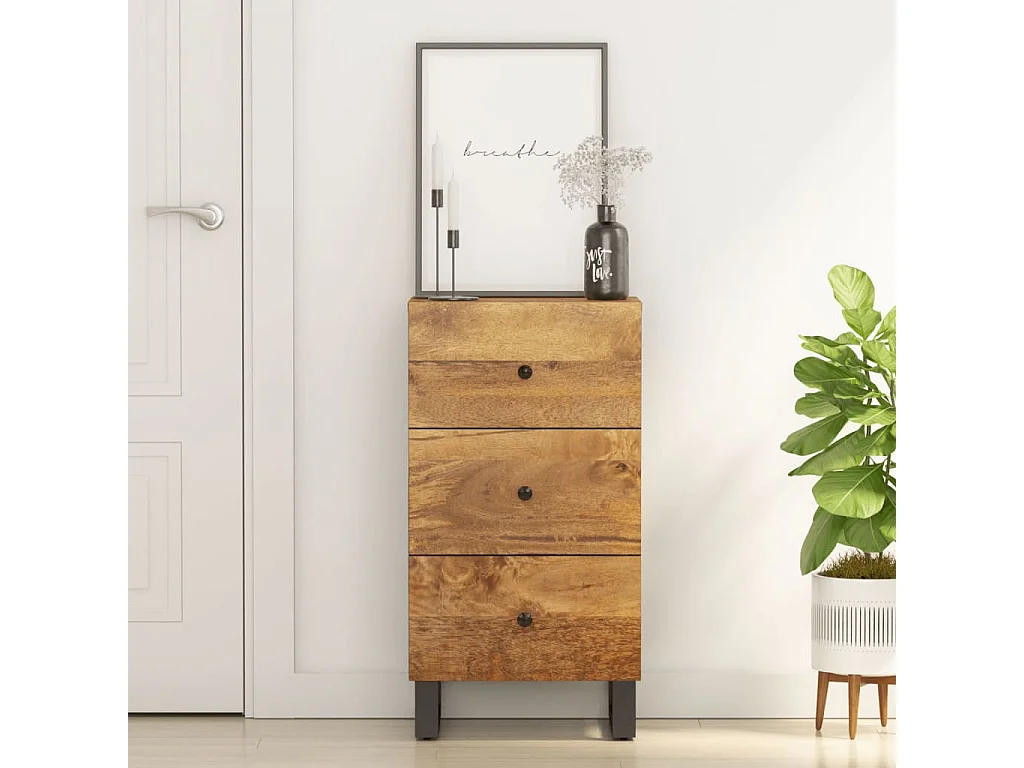 Buffet avec 3 tiroirs 40x33,5x75 cm bois massif de manguier