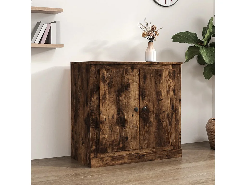 Dressoir 70x35,5x67,5 cm bewerkt hout gerookt eikenkleurig
