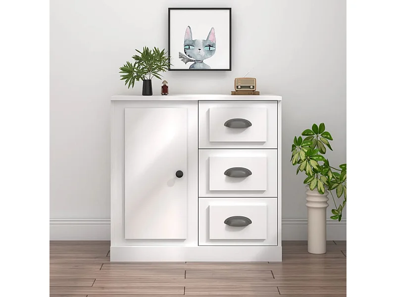 Credenza Bianca 70x35,5x67,5 cm in Legno Multistrato