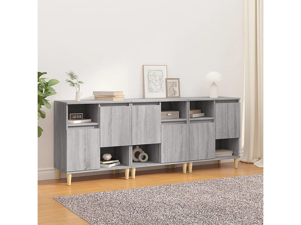 Buffets 3 pcs sonoma gris 60x35x70 cm bois d'ingénierie
