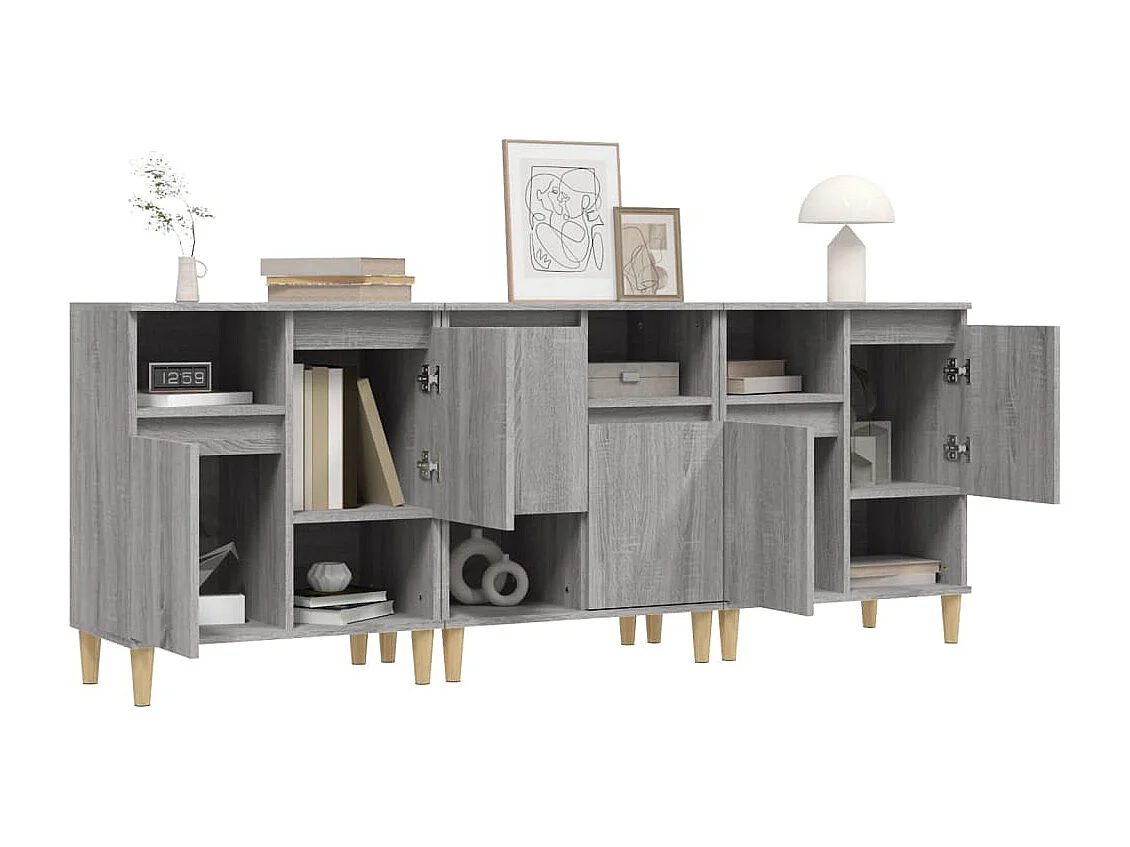 Buffets 3 pcs sonoma gris 60x35x70 cm bois d'ingénierie