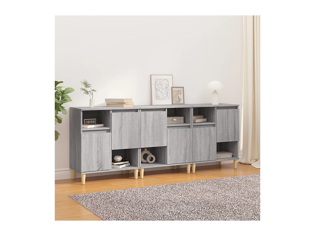 Buffets 3 pcs sonoma gris 60x35x70 cm bois d'ingénierie