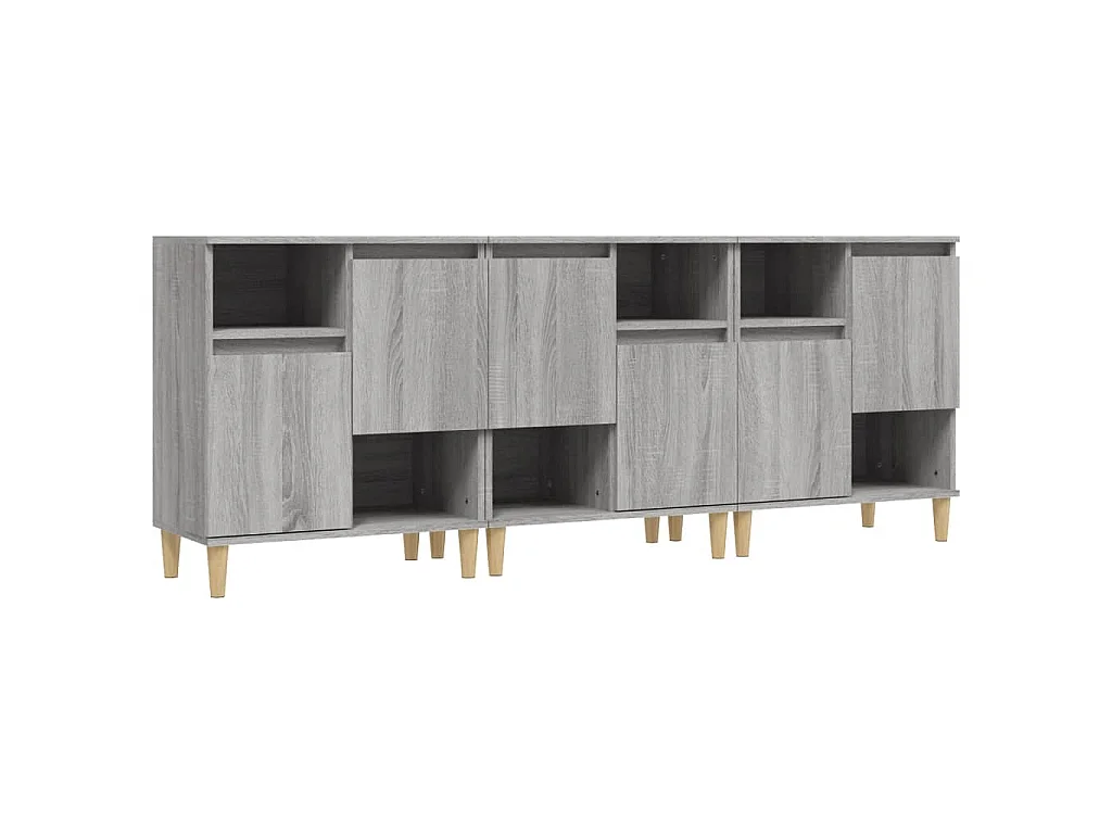Buffets 3 pcs sonoma gris 60x35x70 cm bois d'ingénierie