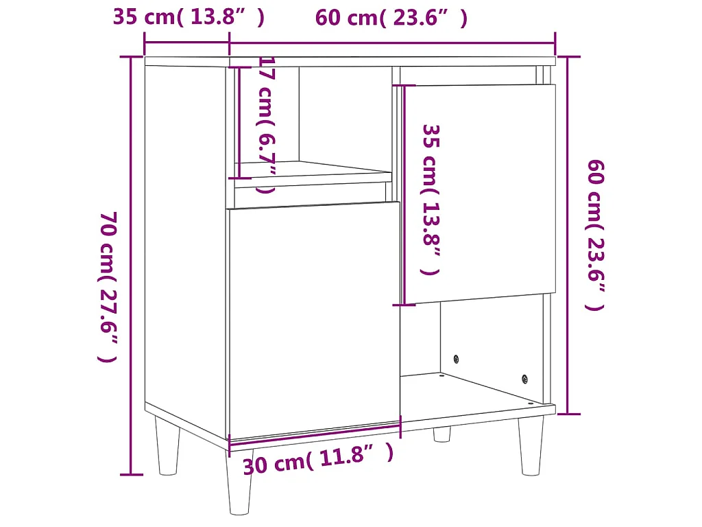 Buffets 3 pcs sonoma gris 60x35x70 cm bois d'ingénierie