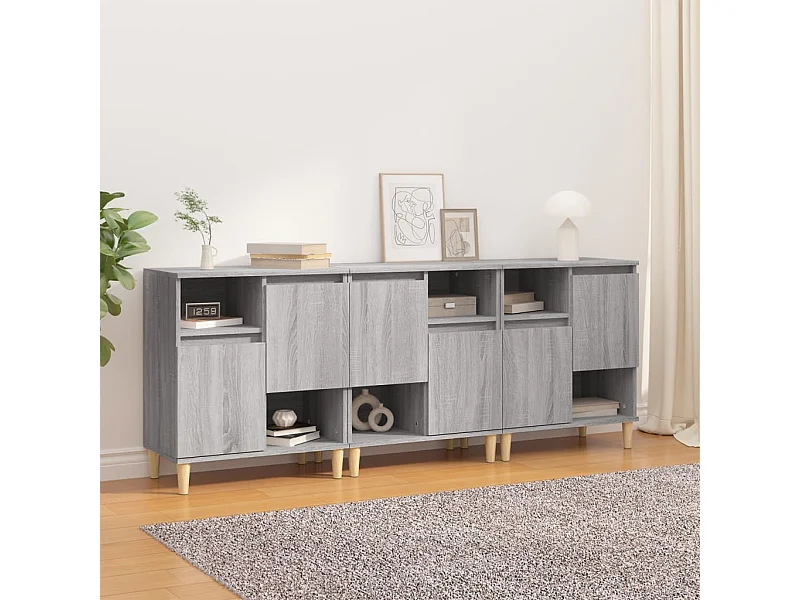 Buffets 3 pcs sonoma gris 60x35x70 cm bois d'ingénierie
