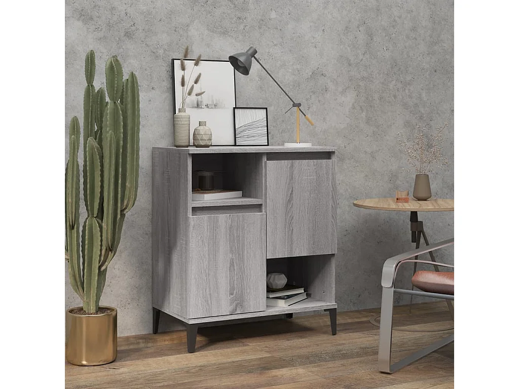 Dressoir 60x35x70 cm bewerkt hout grijs sonoma eikenkleurig