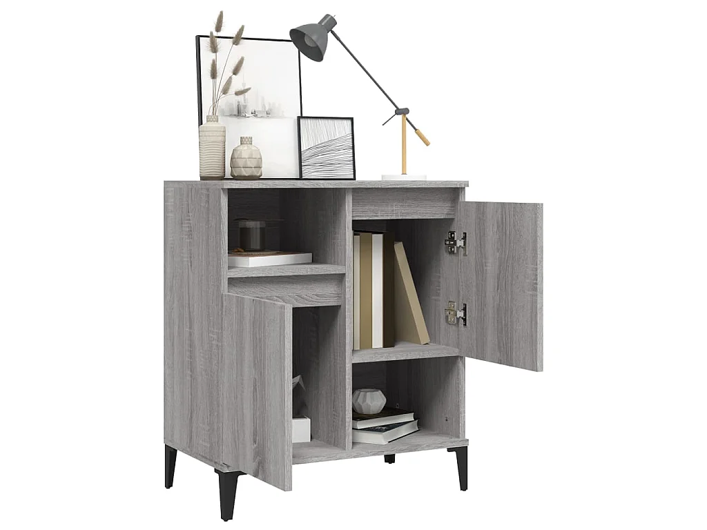 Dressoir 60x35x70 cm bewerkt hout grijs sonoma eikenkleurig