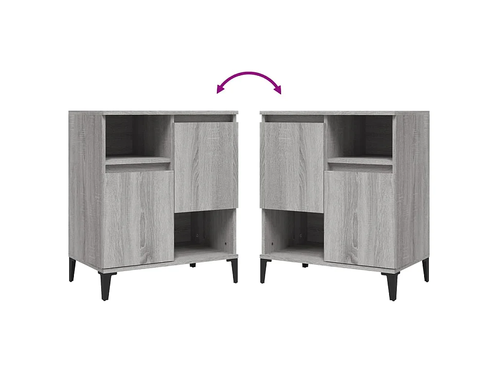 Dressoir 60x35x70 cm bewerkt hout grijs sonoma eikenkleurig