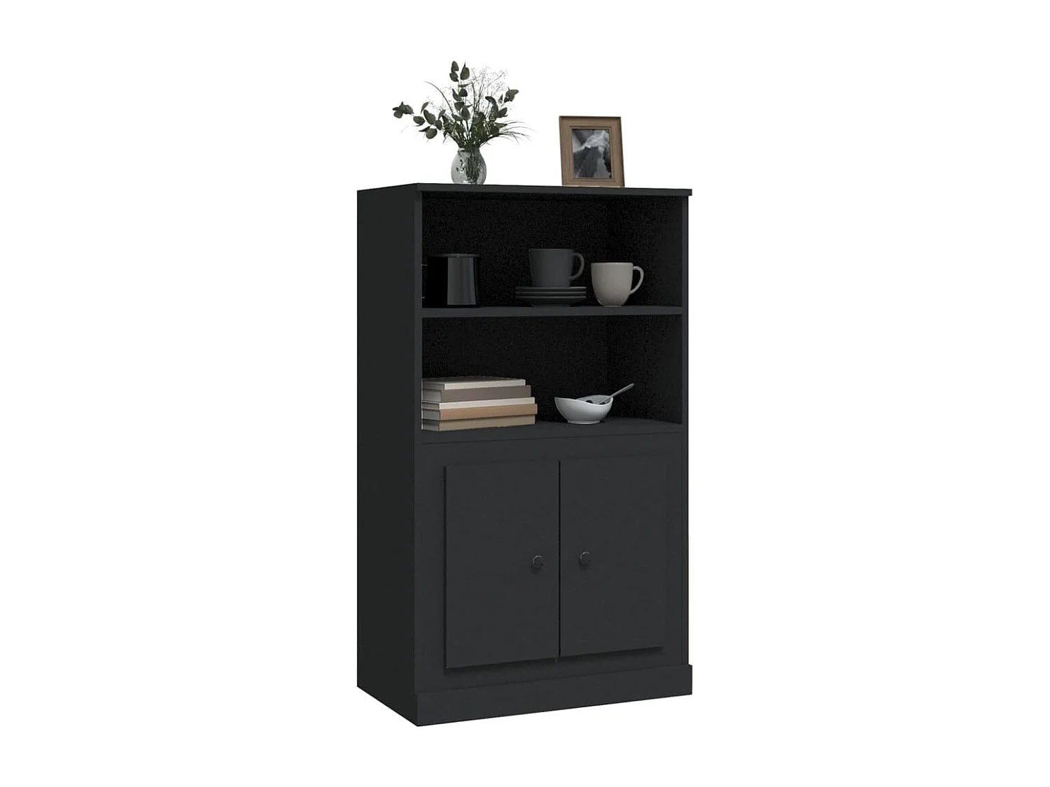 Buffet haut noir 60x35,5x103,5 cm bois d'ingénierie