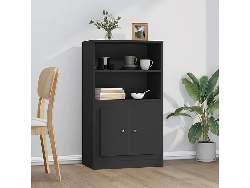 Buffet haut noir 60x35,5x103,5 cm bois d'ingénierie